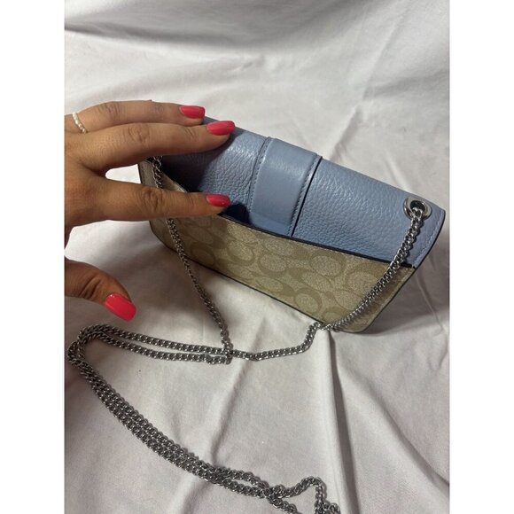 NWOT Coach Georgie Crossbody In Signature Canvas Light Khaki/marble Blue - Picture 5 of 5